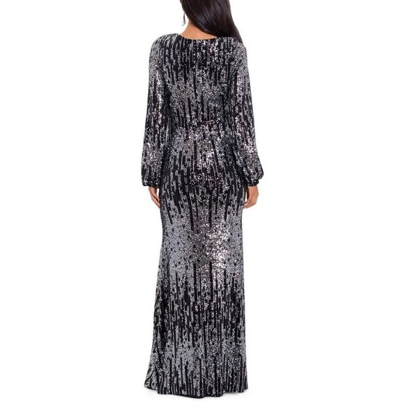 Shiny Sequin V-neck Long dress Evening - Picture 2 of 3